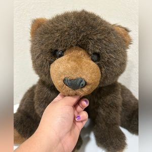 Vintage Applause 90’s Brown & Tan Sitting Fuzzy Bear Plush Stuffed Anima…